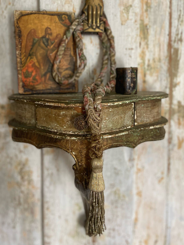 Aesthetic Movement inspired long silk sautoir necklace with antique tassel embellishment. Bohemian style from vintage textiles by Pavilion Parade. 