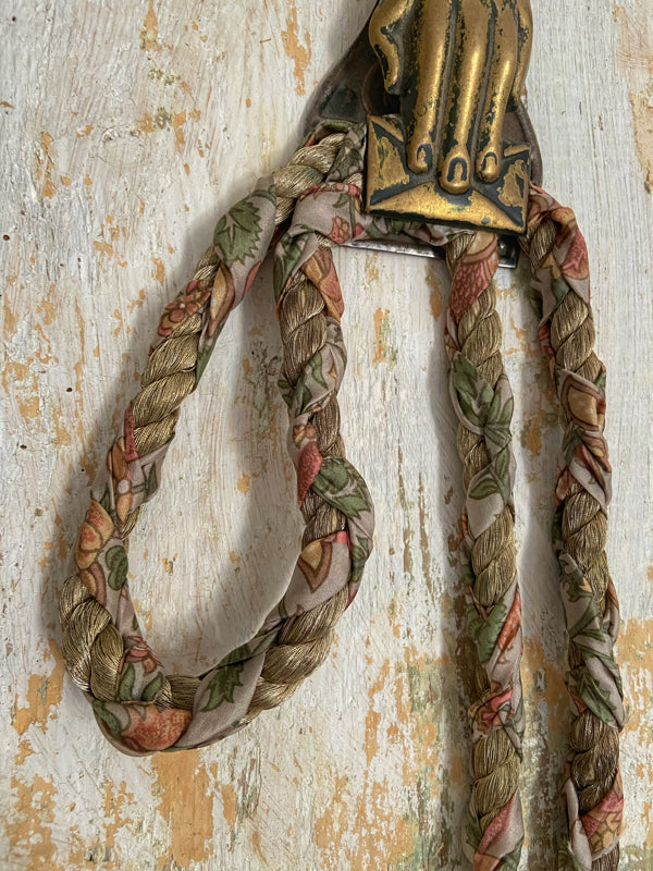 Aesthetic Movement inspired long silk sautoir necklace with antique tassel embellishment. Bohemian style from vintage textiles by Pavilion Parade. 
