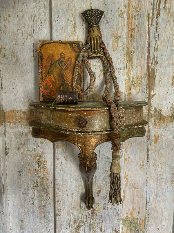 Aesthetic Movement inspired long silk sautoir necklace with antique tassel embellishment. Bohemian style from vintage textiles by Pavilion Parade. 