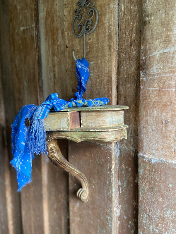 1920s style long silk sautoir necklace with antique tassel embellishment. Bohemian style from vintage textiles by Pavilion Parade. 