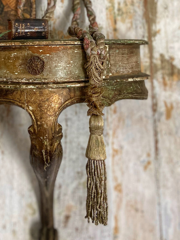 Aesthetic Movement inspired long silk sautoir necklace with antique tassel embellishment. Bohemian style from vintage textiles by Pavilion Parade. 