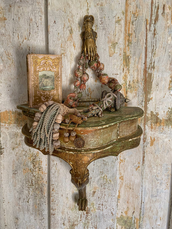 Aesthetic Movement inspired long silk sautoir necklace with antique tassel embellishment. Bohemian style from vintage textiles by Pavilion Parade. 