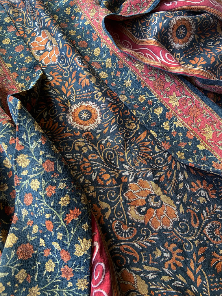 1920s inspired silk kimono robe created from vintage black and cinnamon silk crepe. Unique bohemian designs from the Pavilion Parade studio.