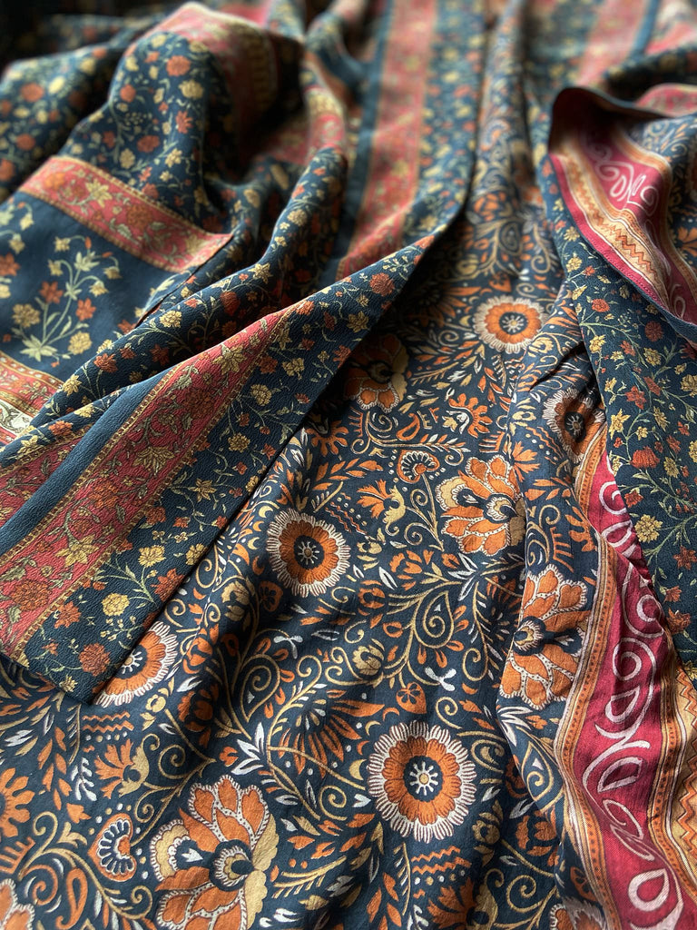 1920s inspired silk kimono robe created from vintage black and cinnamon silk crepe. Unique bohemian designs from the Pavilion Parade studio.