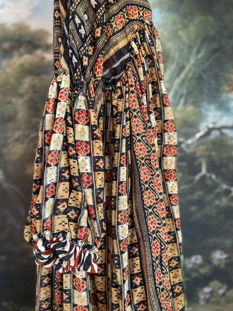 Harlequin reversible cotton dress. Bohemian style sustainably created from antique and vintage textiles by Pavilion Parade