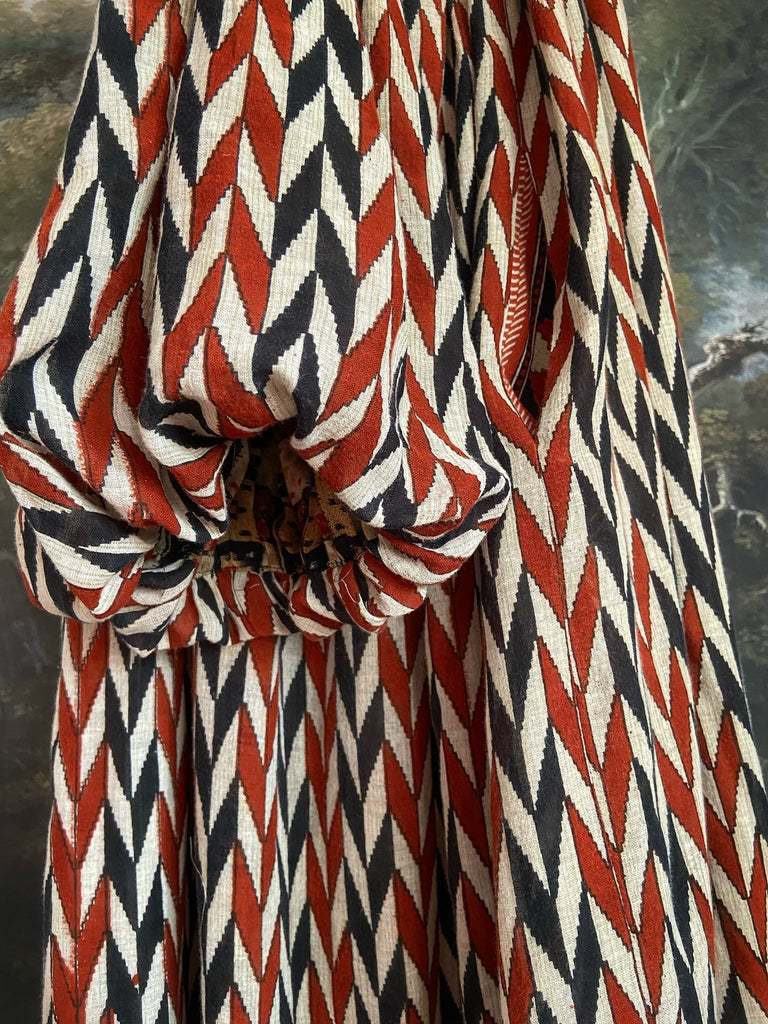 Harlequin reversible cotton dress. Bohemian style sustainably created from antique and vintage textiles by Pavilion Parade