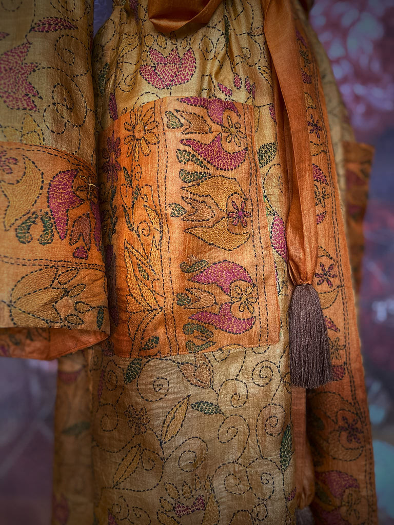 Kantha Silk Robe| Unique Dressing Robes Created From Vintage Textiles ...