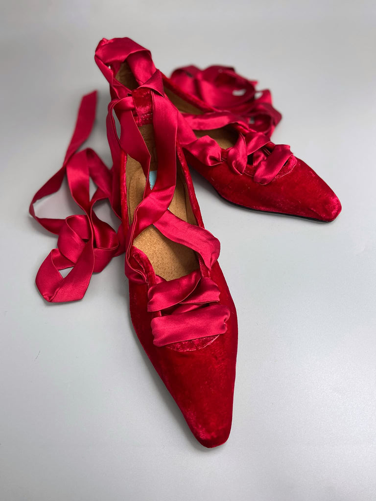 Raspberry Velvet Ballerinas | Bohemian Shoes Created From Antique ...